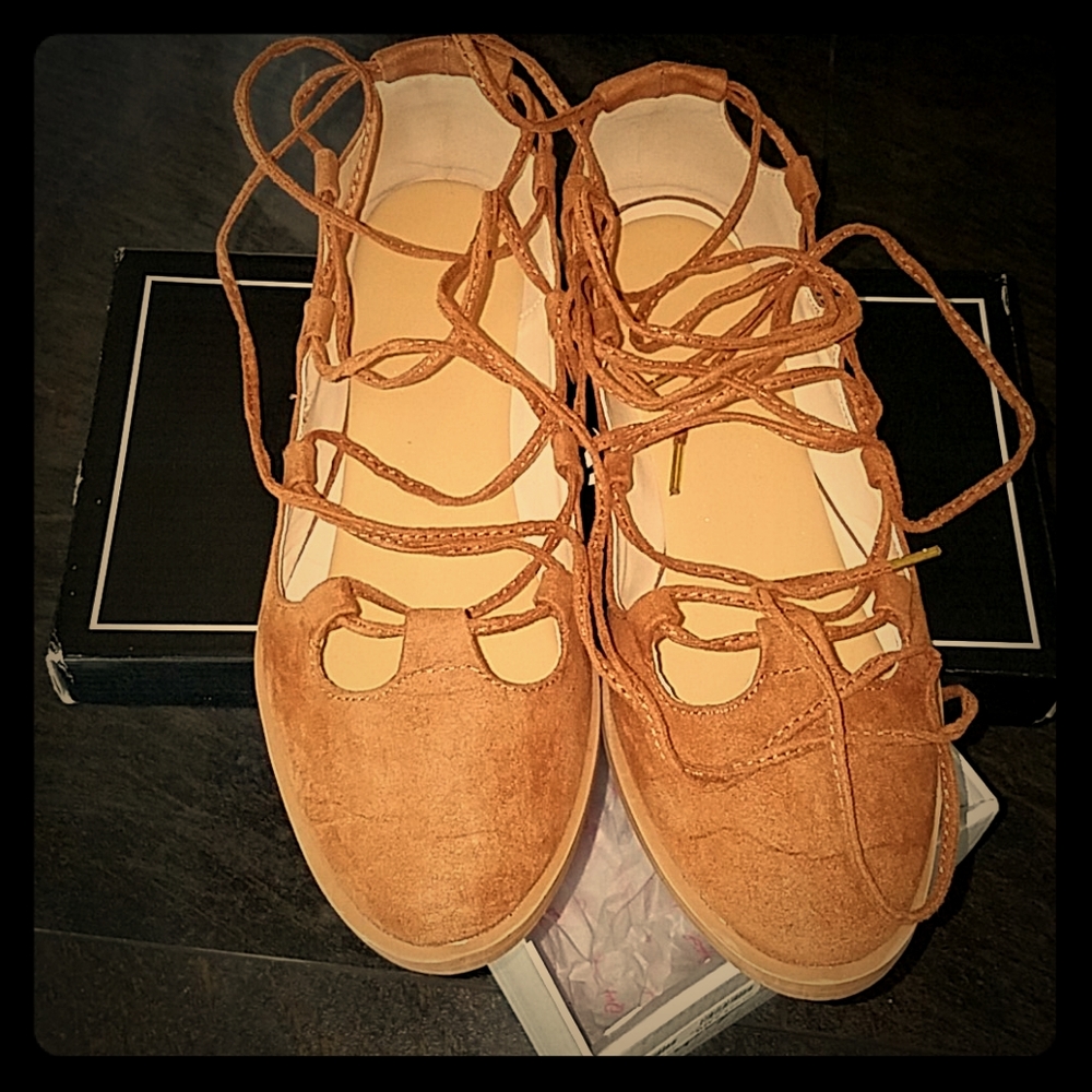 Qupid Lace Up Flats